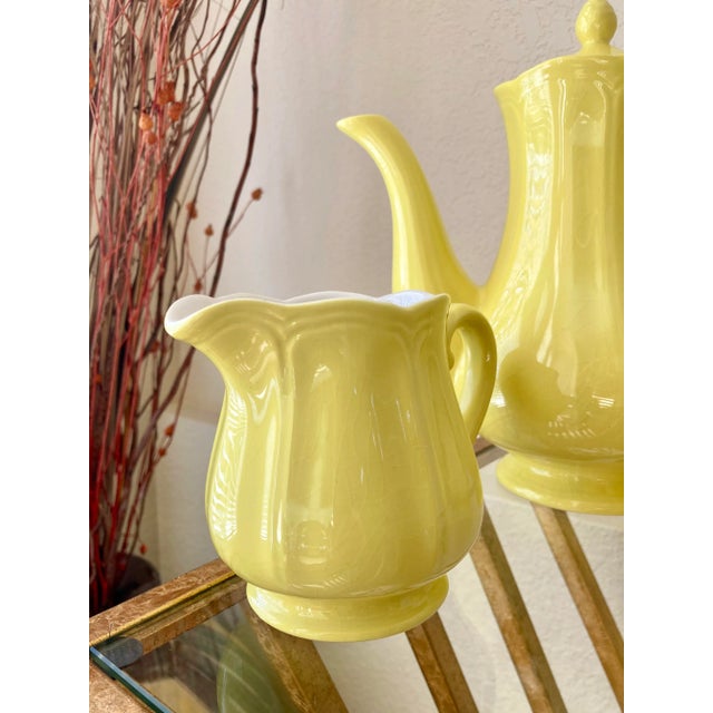 Yellow Circa 1960 Federalist Pattern No. 4236 Ironstone Lemon Yellow Coffee Service Set - Set of 3 For Sale - Image 8 of 13