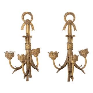 Pair of Louis XVI Style Gilt Bronze Wall Sconces For Sale