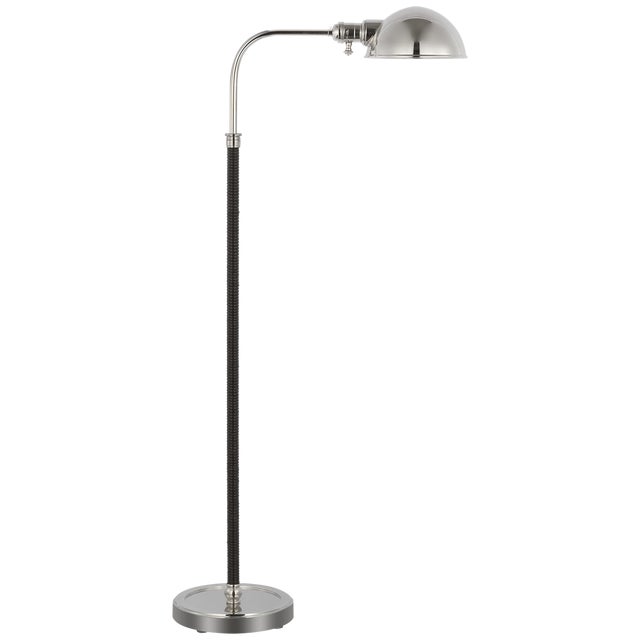 Traditional Chapman & Myers by Visual Comfort Signature Basden Medium Pharmacy Lamp in Polished Nickel and Black Rattan For Sale - Image 3 of 3