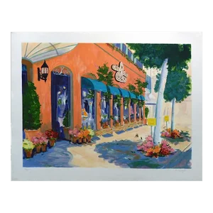 1990s D. Spangler "Cafe Rodeo"Serigraph Art Print Hand Signed & Numbered