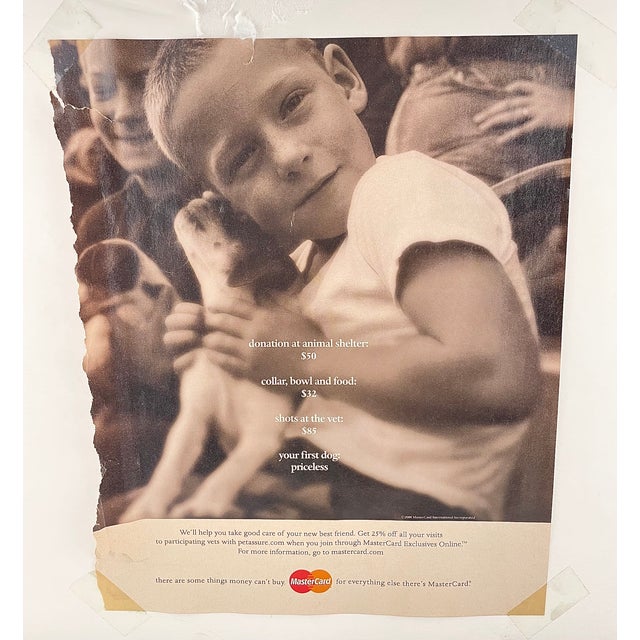 2000 - 2009 Nick Meek Framed Black and White Photograph "Boy With Puppy" Unsigned- Image Used in a Mastercard Ad Campaign in 2001 For Sale - Image 5 of 6