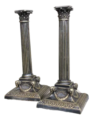 Bronze Column Candlesticks with Ornate from Fraget, 1890, Set of 2