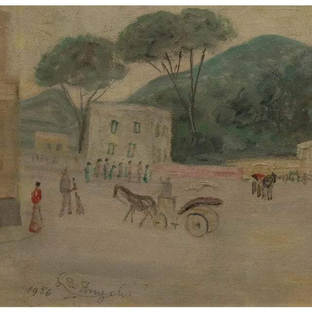 Carriages at ischia is a beautiful original oil painting on panel, realized in 1956 by the artist luigi de angelis...