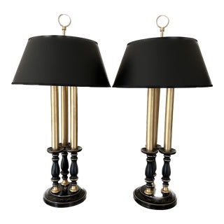 Pair of Mid Century Bouillotte Style Lamps For Sale
