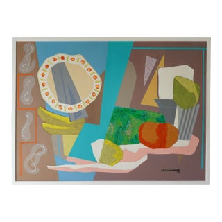J Rothenberg (1935-2001) Modernist Abstract Still Life Mix Media Original Painting For Sale