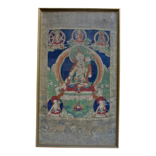 Antique Tibetan Tanka White Tara 18th For Sale
