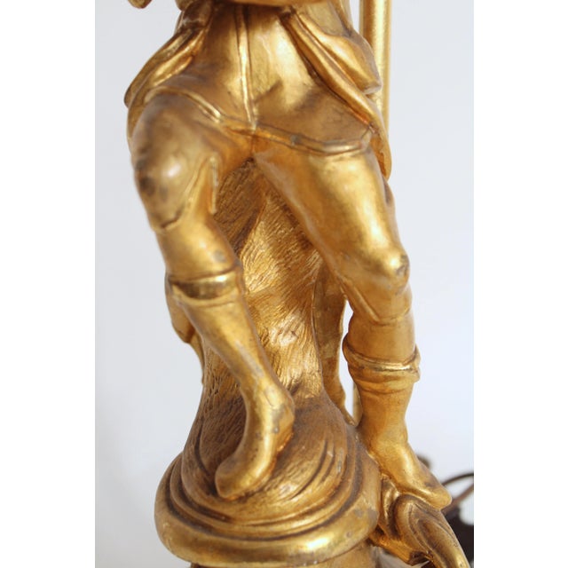 Wood Pair of Louis Xiv Style Gilt Wood Figural Lamps For Sale - Image 7 of 13