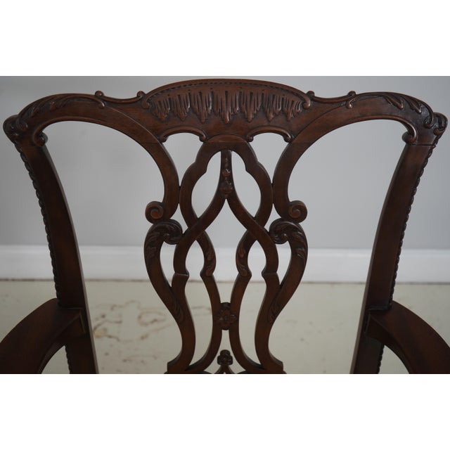 1970s Set of 10 Carved Mahogany Chippendale Style Dining Chairs For Sale - Image 5 of 18