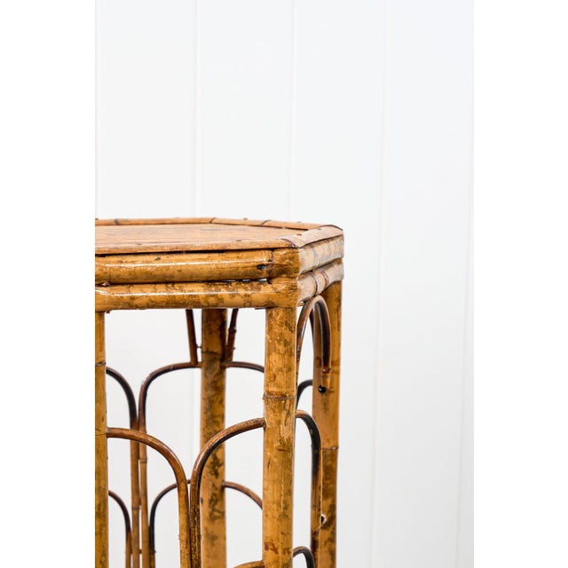 Antique Tortoise Octagon Bamboo Stand For Sale In Charleston - Image 6 of 12