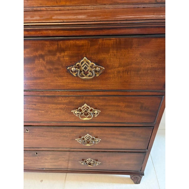 Antique Regency Mahogany Secretaire Bookcase Desk with Glazed Doors and Fitted Interior, 1830 For Sale - Image 12 of 18