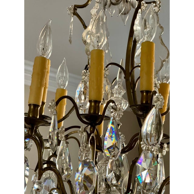 French Late 19th Century Baccarat Style Louis XVI Crystal Cage Chandelier For Sale - Image 3 of 3