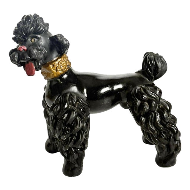 Patinated Plaster Poodle Sculpture, France, 1970s For Sale