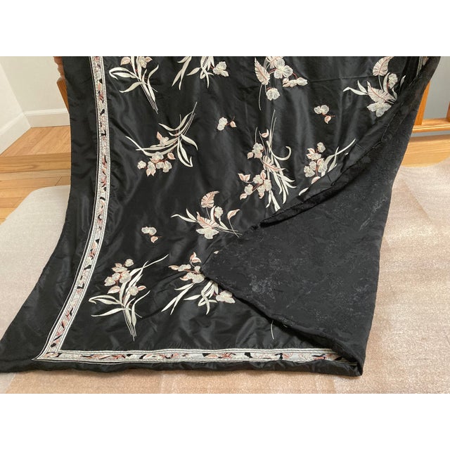 Art Nouveau Floral Embroidered Silk Textile Vintage Wall Hanging For Sale - Image 14 of 16