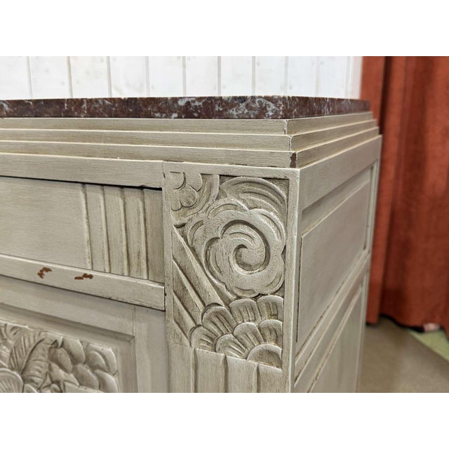 Art Deco Sideboard in Walnut, Oak and Marble Top For Sale - Image 10 of 18