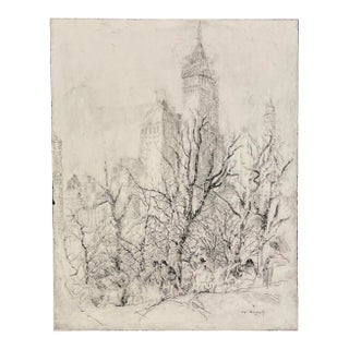 1927 William Meyerowitz Manhattan From the Park Etching For Sale