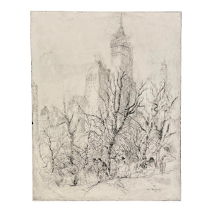 1927 William Meyerowitz Manhattan From the Park Etching