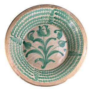 Large Antique Granada Green Majolica Bowl, 1700s