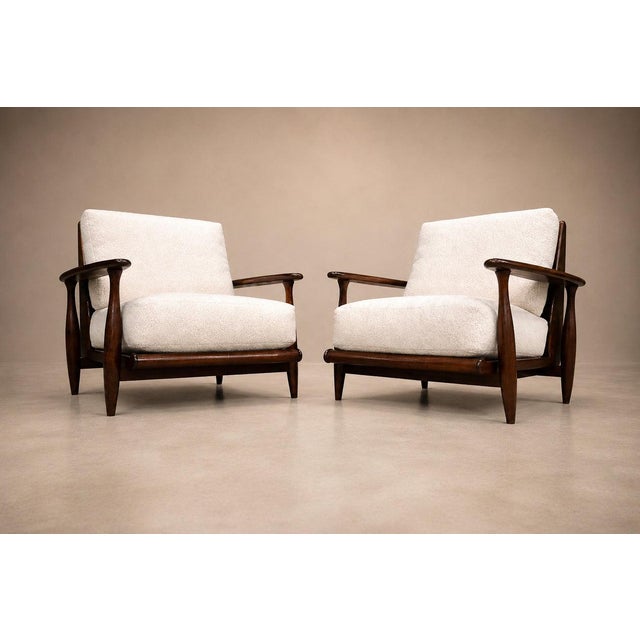 Pair of Armchairs in Brazilian Rosewood & Bouclé by Liceu de Artes, 1960s – Lot 218A For Sale - Image 10 of 14