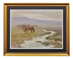 Charles Walter Simpson, Dartmoor Ponies, 1930s, Oil Painting, Framed