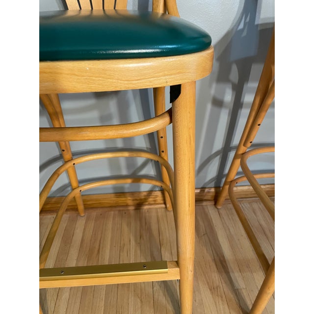 1980s Vintage Pair Bentwood Bar Stools Gar Products Attributed Radomsko ZMG For Sale - Image 5 of 11