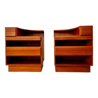 A Pair of Danish Mid Century Modern Nightstands by Komfort Furniture Denmark. Circa 1970s For Sale