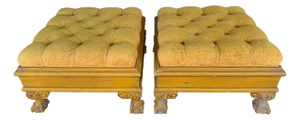 Mid 20th Century Tufted Ottomans on Ball and Claw Feet - A Pair