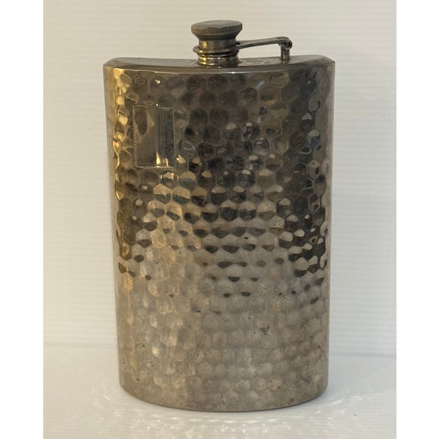 Silver Vintage Japanese Hammered Stainless Steel 16 Oz Mid-Century Modern Bar Flask For Sale - Image 8 of 12
