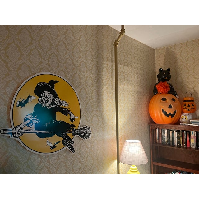 VTG 36" XL Halloween Flying Witch Cardboard Wall Decor Store Display For Sale - Image 10 of 11