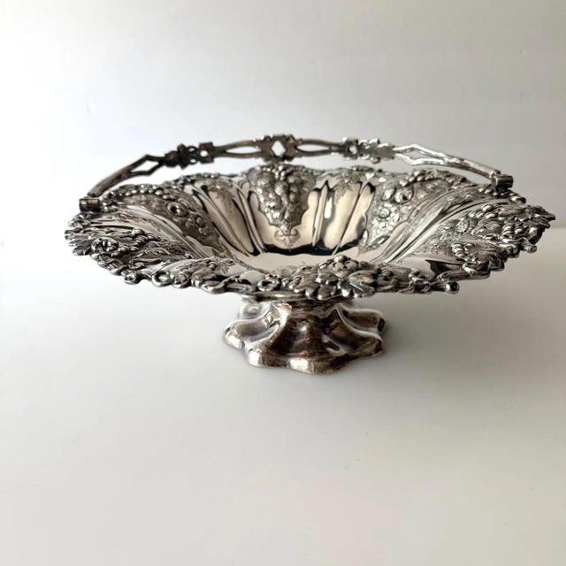 Vintage Silver Plate Swing Handle Basket For Sale - Image 4 of 8