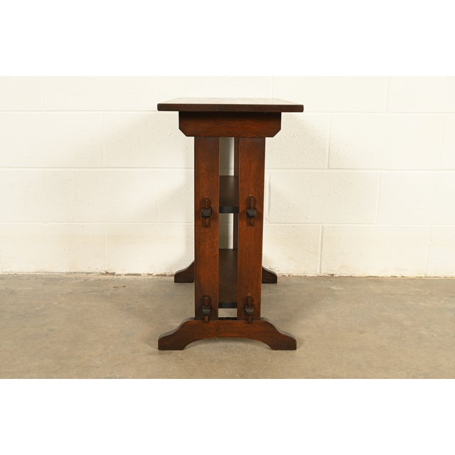 Roycroft Antique Mission Oak Arts & Crafts "Little Journeys" Bookstand, Circa 1910 For Sale - Image 12 of 13