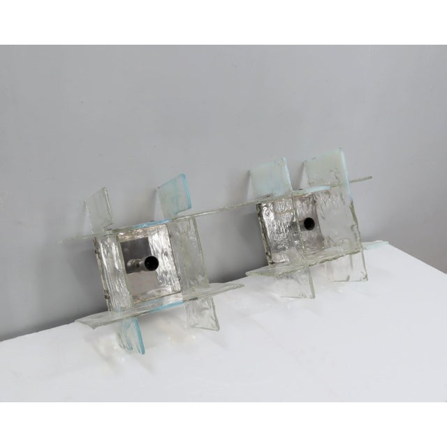 Mid-Century Modern Murano Glass Sconces from Mazzega, 1960s, Set of 2 For Sale - Image 3 of 14