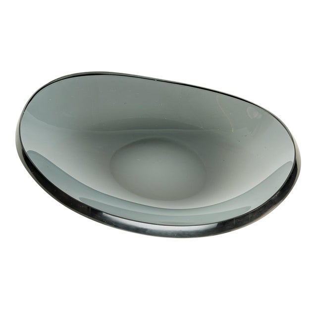Grinded Smoked Glass Bowl attributed to Fontana Arte, 1960s For Sale - Image 6 of 8