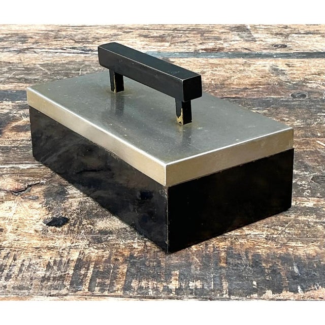 Vintage Metal and Wood Lidded Box For Sale - Image 10 of 12