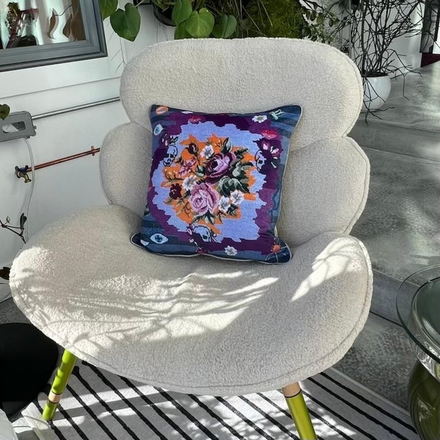 Velvet "Twilight" Custom Made Feather Down Pillow, Original For Sale - Image 4 of 5