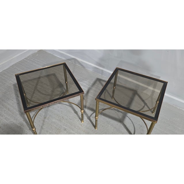 French Brass Lamp Tables from Maison Jansen, 1930s, Set of 2, in Good conditions. Designed 1920 to 1949