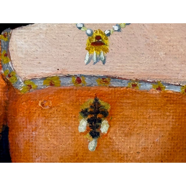 Burnt Orange English Oil Painting the Virgin Queen Elizabeth 1st When a Young Princess After William Scrots For Sale - Image 8 of 12