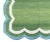 Handmade Cotton Area Rug, Flat Weave Moss Green Scalloped Dhurrie Teal Blue Border - 12'x15' For Sale - Image 10 of 10