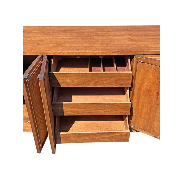 Vintage Mid Century Modern Cane Front Credenza Cabinet For Sale In New York - Image 6 of 8