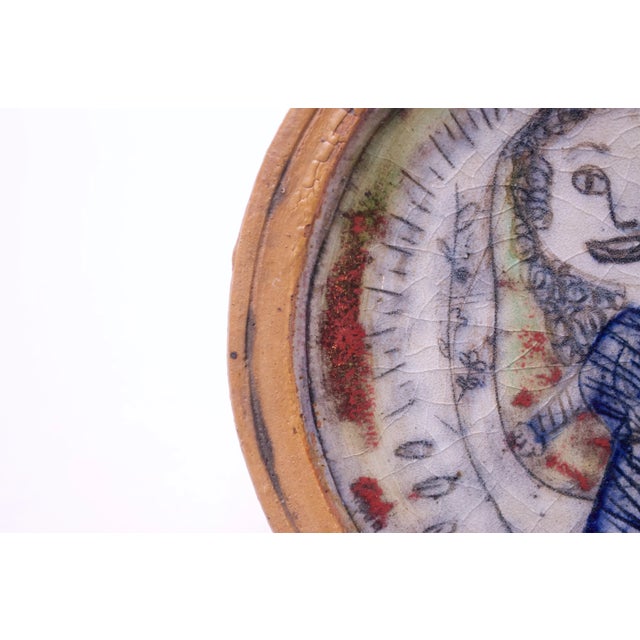 1970 Outsider Art Figural Stoneware Decorative Plate For Sale - Image 4 of 13