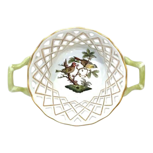 Vintage Herend Rothschild Pierced Bird Dish