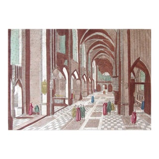 1760's French Engraving Interior of Cathedral De Dorth For Sale