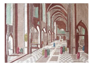 1760's French Engraving Interior of Cathedral De Dorth