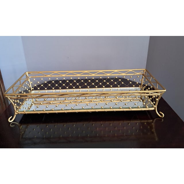 Mid-Century Modern Tall Beaded Weave Rectangular Vanity Mirror Tray For Sale - Image 11 of 16