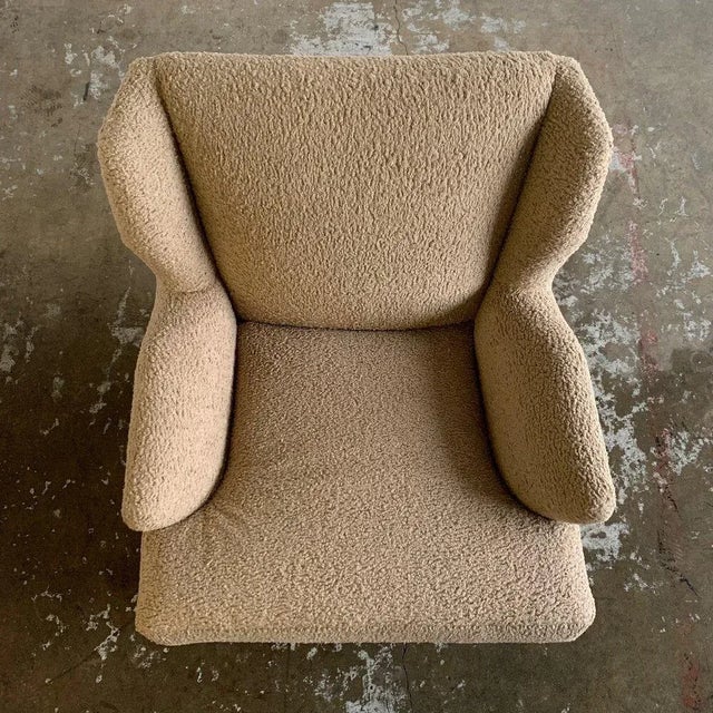 Textile Mid Century Style Toast Wingback Chair For Sale - Image 7 of 13