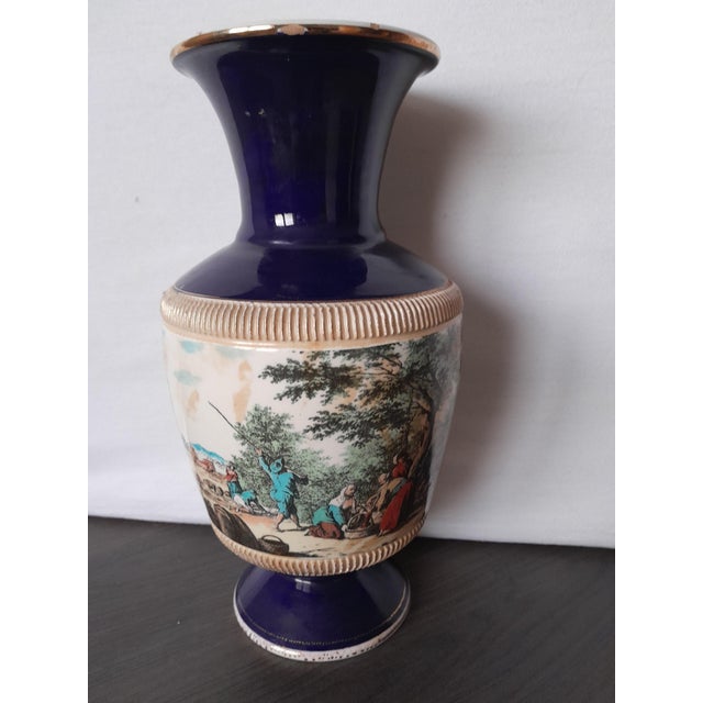 Italian Ceramic Vase with Bucolic Scene, 1920s For Sale - Image 4 of 9