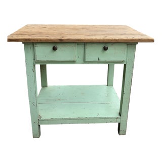 Green Patina Worktable, 1960s For Sale
