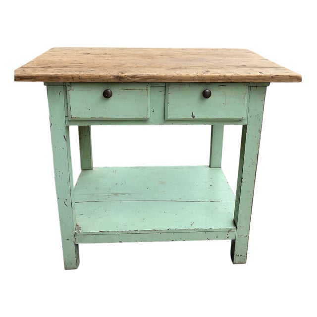 Green Patina Worktable, 1960s For Sale