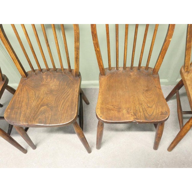 Wood Vintage Windsor Dining Chairs in Beech and Elm, 1920, Set of 4 For Sale - Image 7 of 8