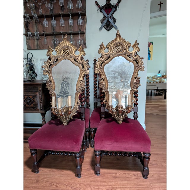 Beautiful Antique Italian mirror scones in carved wood Perfect for adding a warm romantic glow and a hint of European...