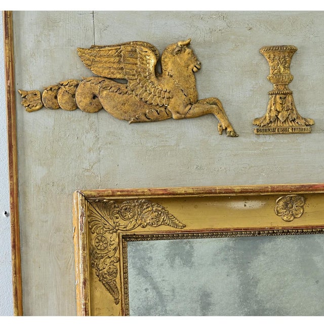 French 19th Century Empire Painted & Gilt Trumeau Mirror For Sale - Image 11 of 12